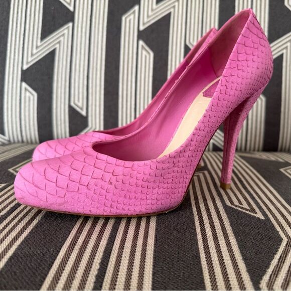 Dior Pink Python Leather Pumps Size 37.5/7/7.5 - Picture 4 of 12